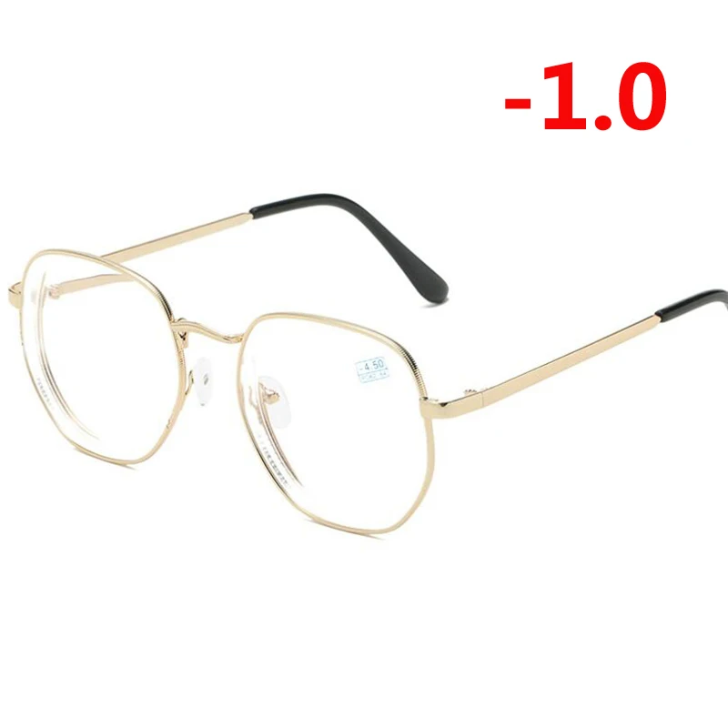 Myopia 100 1,0-1,5-2,0-6,0 студенческие очки для близорукости золотой и черный Оправа синяя пленка короткие очки для коррекции зрения очки по рецепту - Frame Color: Myopia 100