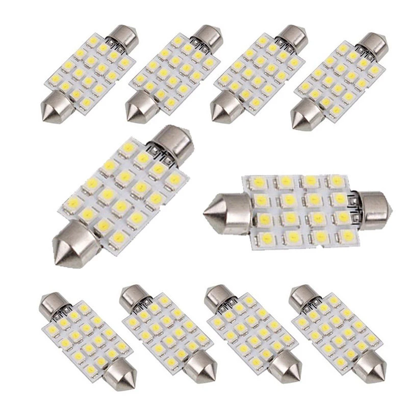 16 SMD СВЕТОДИОДНЫЙ 10X 42 мм Автомобильный Белый Интерьер Купол гирлянда лампа