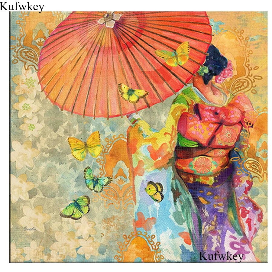 DIY PHOTO CUSTOM Diamond Painting Cross Stitch 5D Full Mosaic Embroidery Japanese kimono woman Home Decoration | Дом и сад