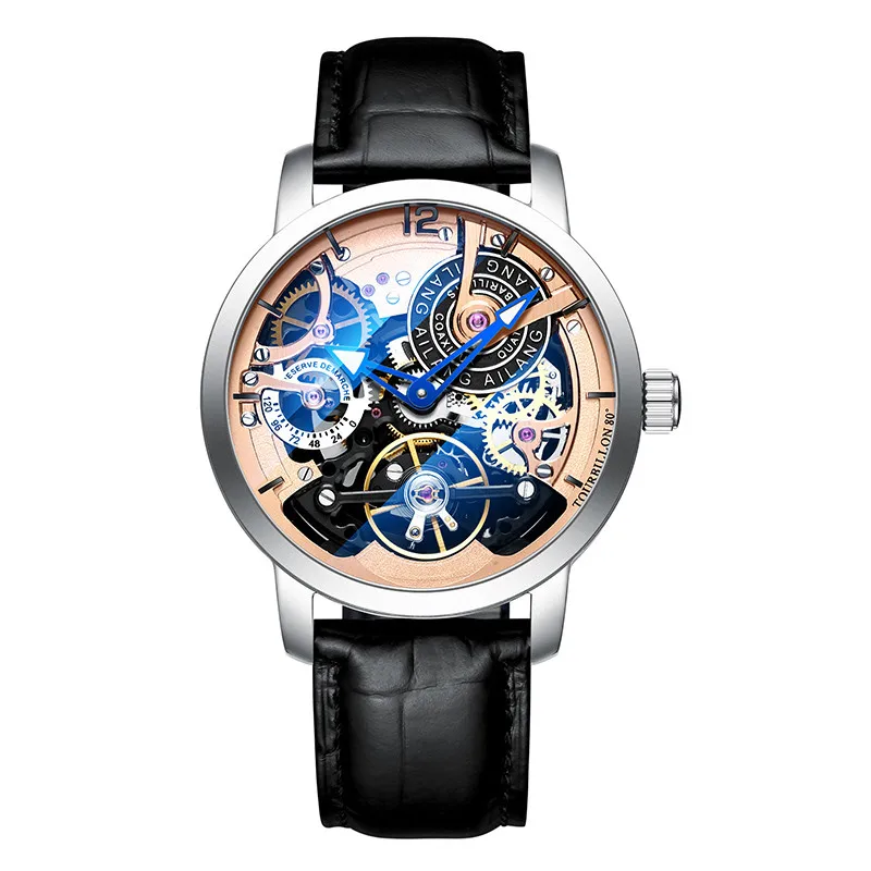 7 AILANG дизайн часы Автоматические турбийон наручные часы для мужчин montre homme механические кожаные пилот дайвер Скелет - Цвет: 7