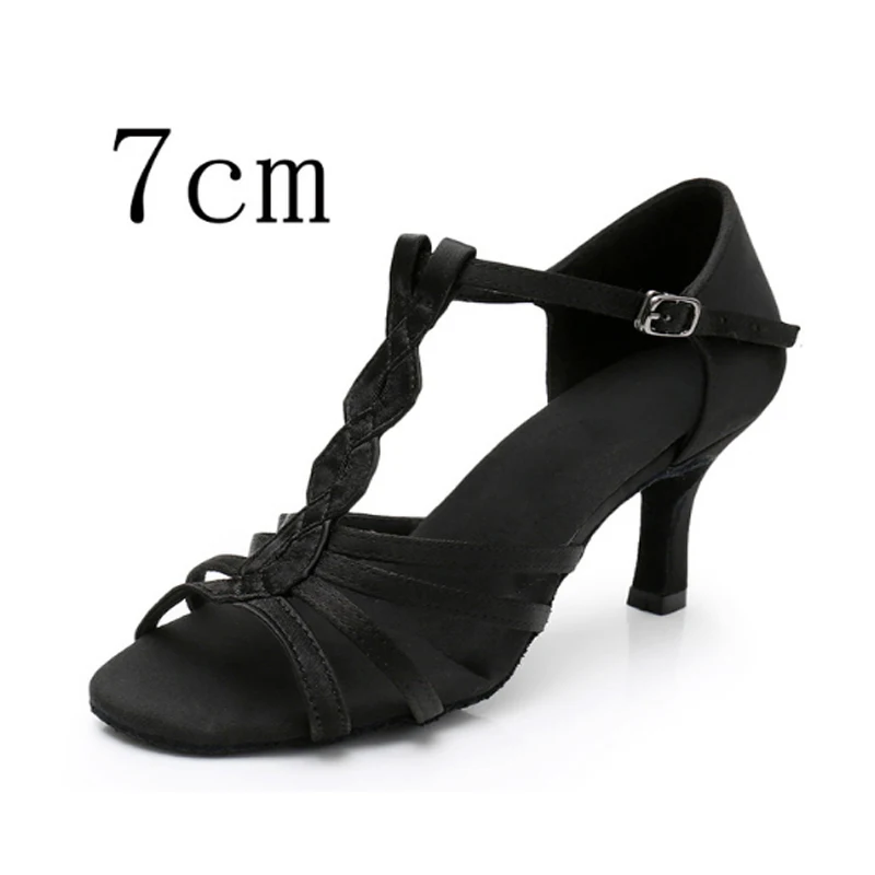 Black 7cm Alharb новая Сальса Туфли для латинских танцев для Для женщин девочек Танго бальных танцевальные, на высоком каблуке мягкие туфли для танцев 5/7 см Бальные Обувь для танцев - Цвет: Black 7cm