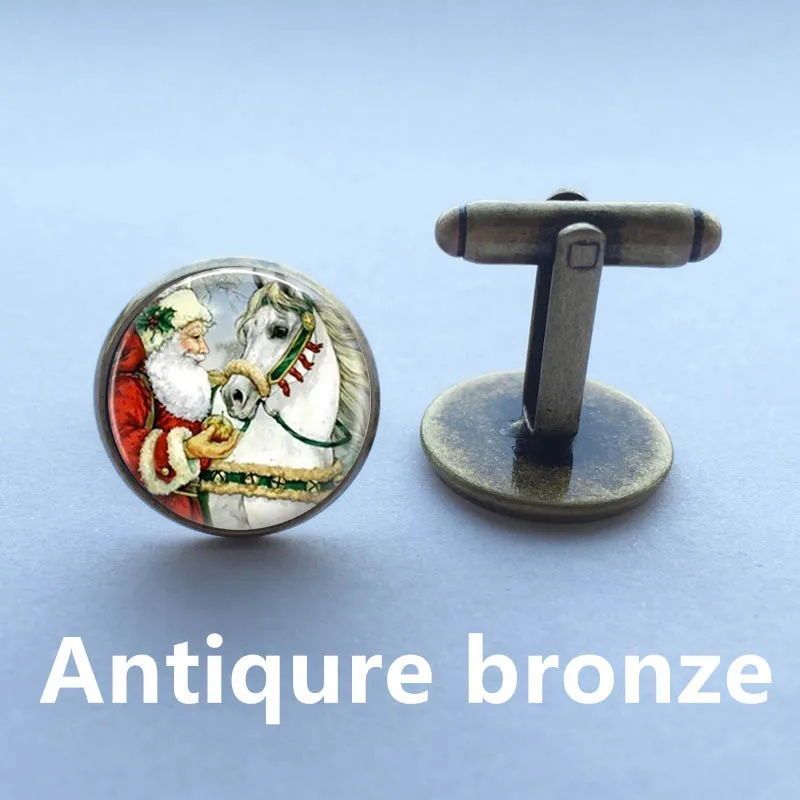 Рождественские запонки Санта кулон для носки художественный с лошадью ожерелье