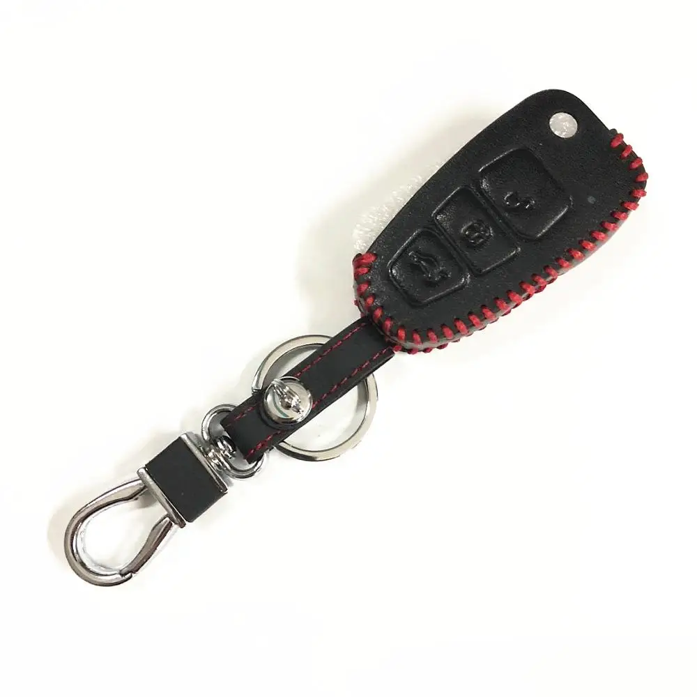 A red thread Кожаный чехол для ключей автомобиля Ford Mustang Ranger Figo KA Territory FLEX Transit Super Duty Atlas F-150 F250 F350 F450 - Название цвета: A red thread
