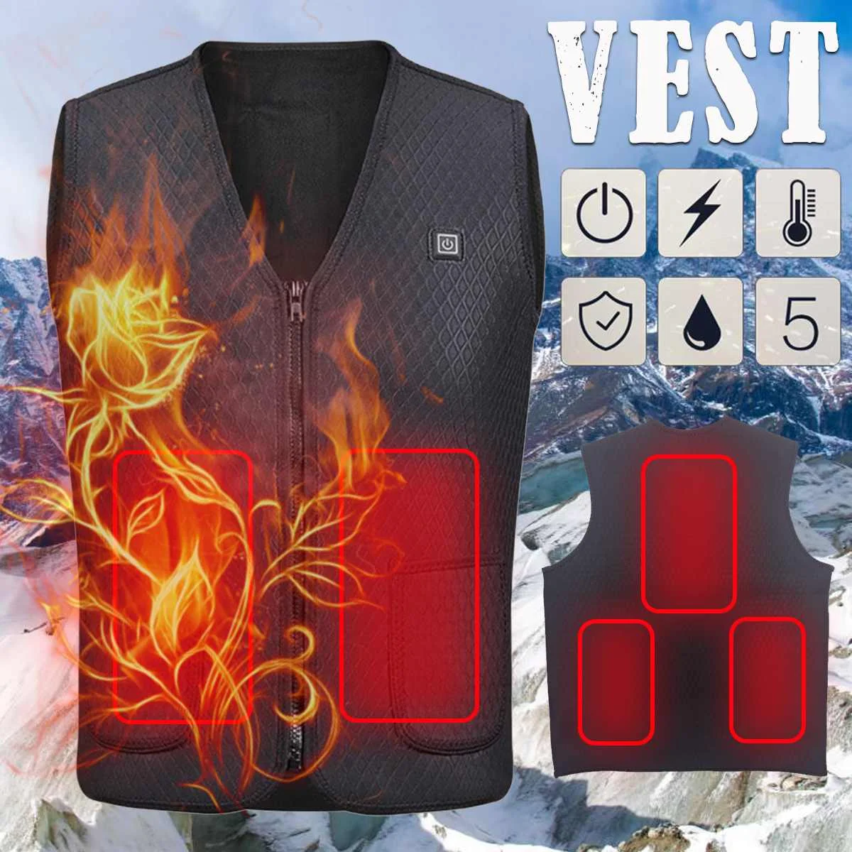 

Men Outdoor USB Infrared Heating Vest Jacket Winter Flexible Electric Thermal Clothing Waistcoat For Sports Hiking