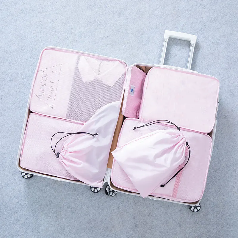 Pink 7 шт./компл. дорожная сумка для одежды Чемодан нижнее бельё для девочек носки бюстгальтер Органайзер опрятная сумка чемодан выходные аксессуары поставок - Цвет: Pink