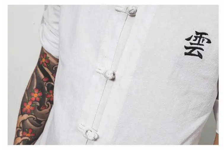 #2726 Лето 2018 льняная рубашка мужская черная/белый китайский Модная Chemise homme Большие