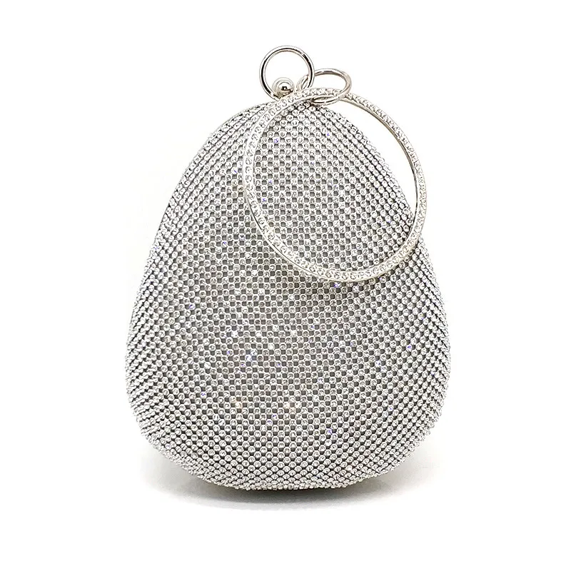Silver clutch Модный кошелек с бриллиантами, женские клатчи для вечеринки, кошельки в форме яйца, свадебные сумочки - Цвет: Silver clutch