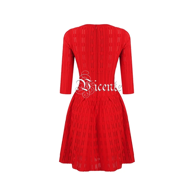 Лидер продаж модное Красное Жаккардовое мини платье трапециевидной формы с
