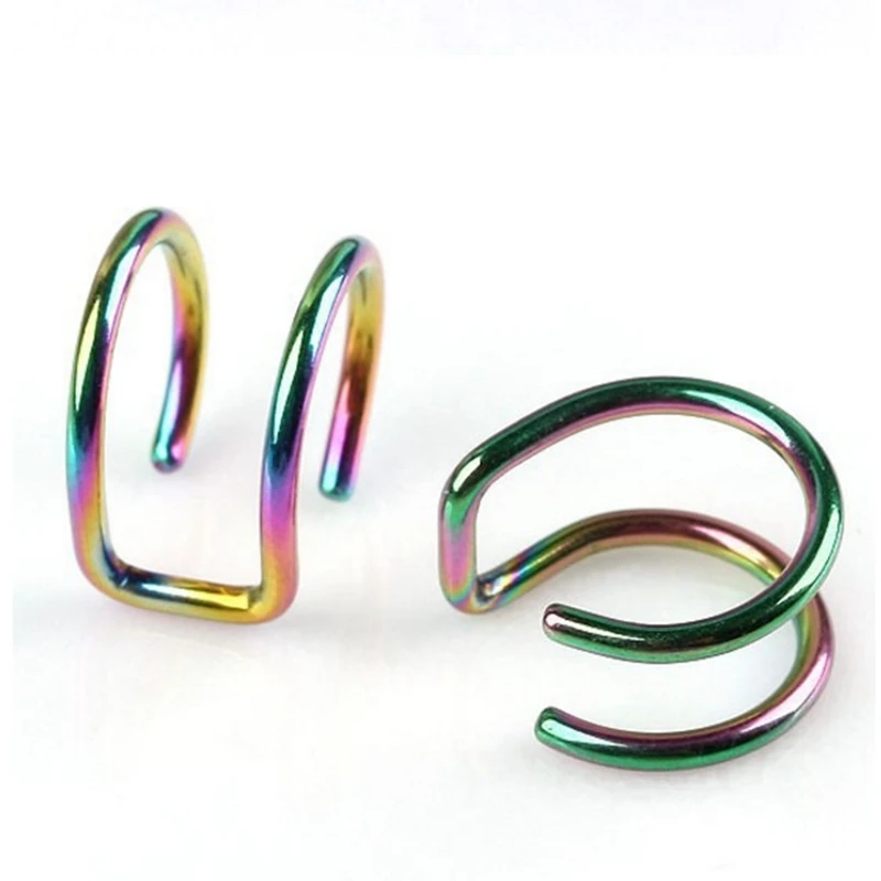 Женские двухслойные серьги-клипсы U-образной формы из стали | Украшения и