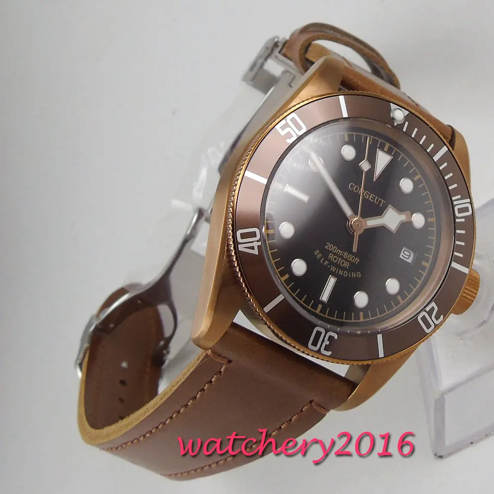 Мужские часы с автоматическим механизмом 41 мм бронзовым покрытием|Мужские