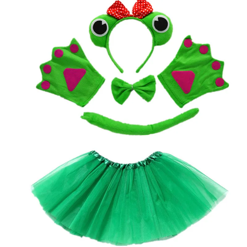 Princess Frog Cosplay Animals Headband Bow Tail Paws Tutu Skirt Set Kids Children Girl Party Up Props Halloween Christmas|Костюмы для