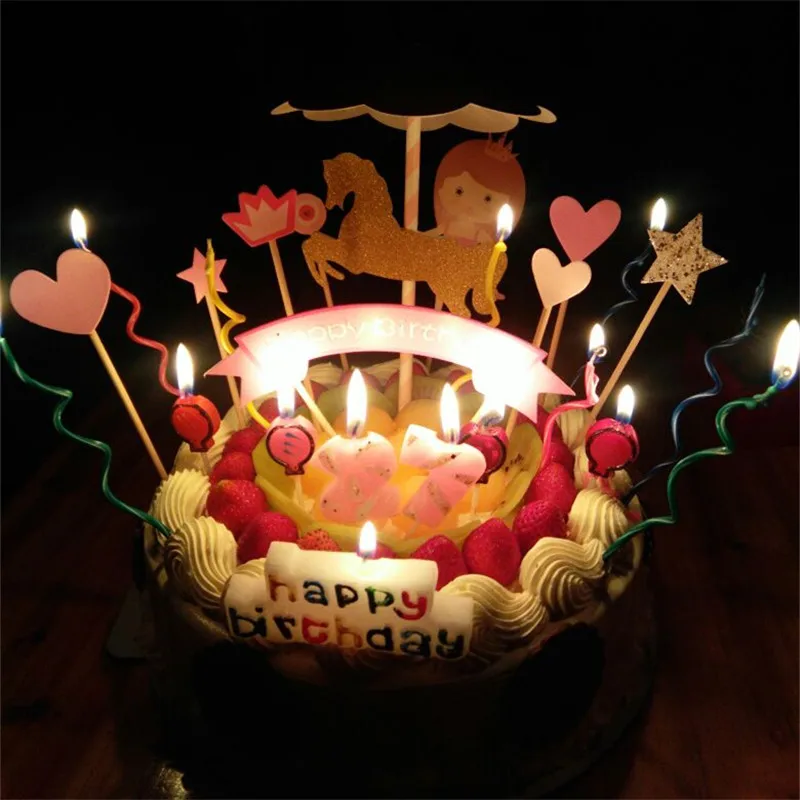 

8pcs/Bag Colored Curving Cake Candle Safe Flames Kids Birthday Party Wedding Cake Candle Home Decoration Birthday Party Toys