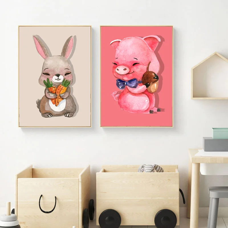 Кролик Affiche Enfant настенные художественные скандинавские плакаты и принты холст
