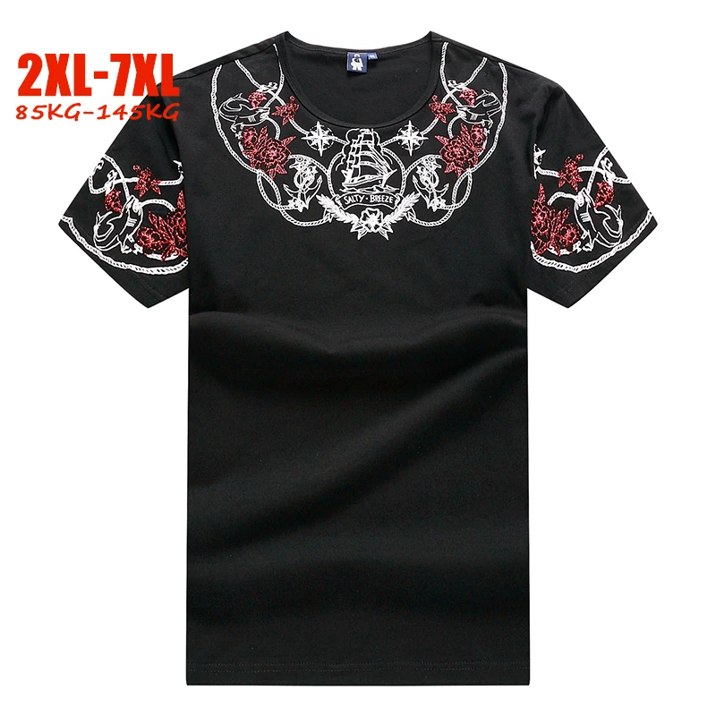 Свободная Мужская футболка размера плюс 4XL 5XL 6XL 7XL большого летняя повседневная с
