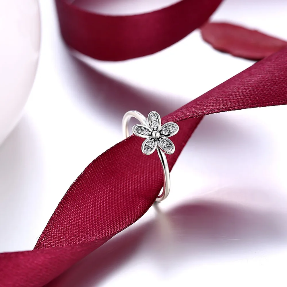 Vintage style Elegant Original 925 Sterling Silver Dazzling Daisy Flower Ring Clear CZ Wedding Jewelry | Украшения и аксессуары