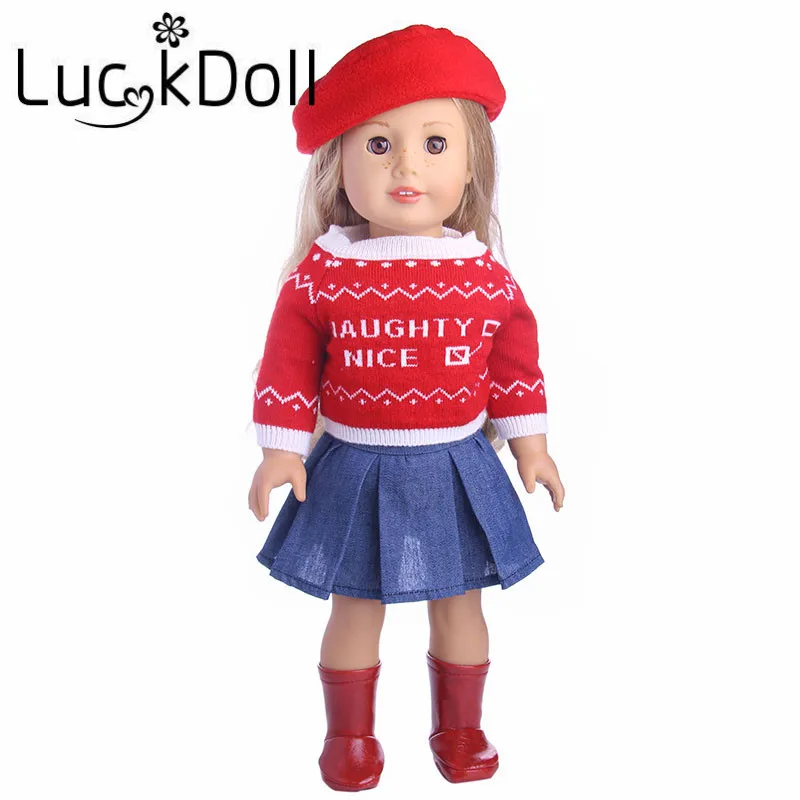 Модный свитер LUCKDOLL набор из 3 предметов 18 дюймов американская кукла 43 см
