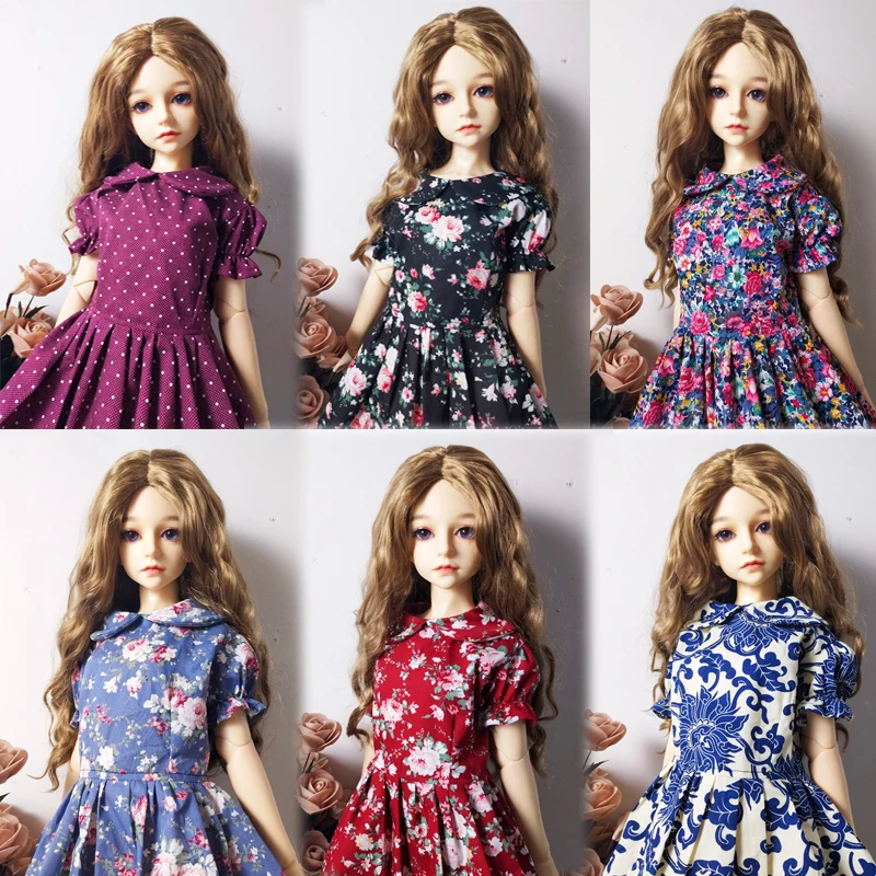Женская Одежда для кукол 1/3 1/4 bjd 1/6, аксессуары для кукол, хлопковое классическое Цветочное платье, 1 шт.