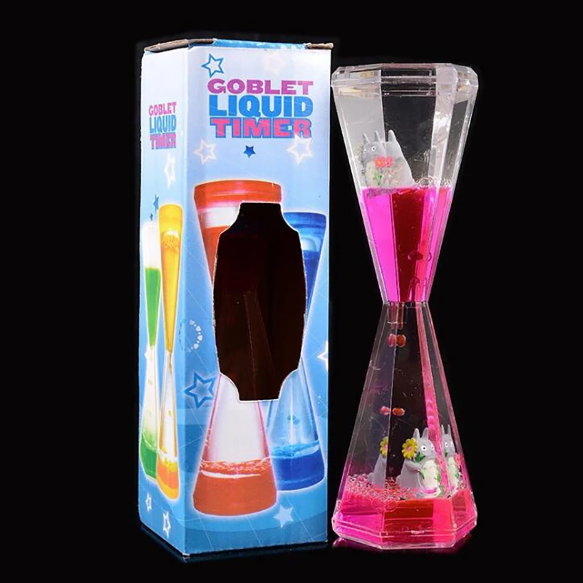 Шестигранник жидкость движение Bubbler для детей и взрослых акриловые песочные часы жидкость Bubbler/таймер с мультяшным орнаментом для сенсорной игры