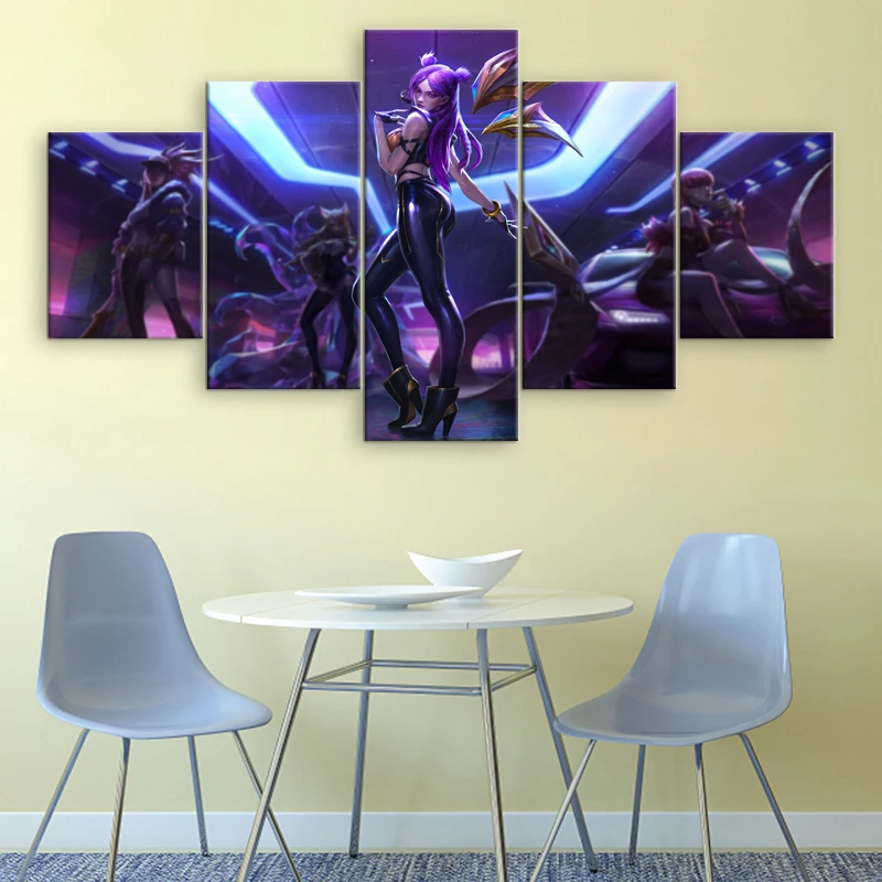 Современная Картина на холсте 5 шт. League of Legends KDA KaiSa холст напечатанный стену