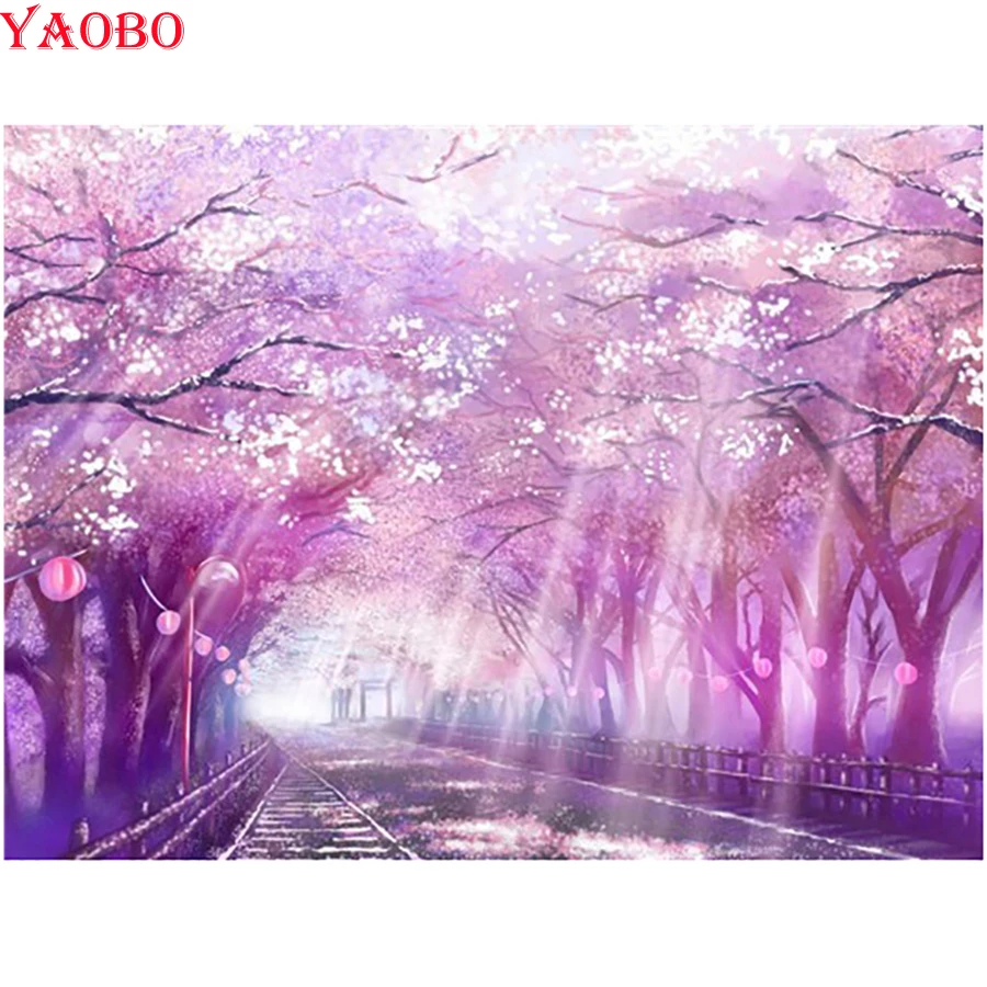 

5D DIY Diamond Painting Sakura Scenery Full Square Round Drill Mosaic Pictures Embroidery beads Cross Stitch Wall Sticker Decor