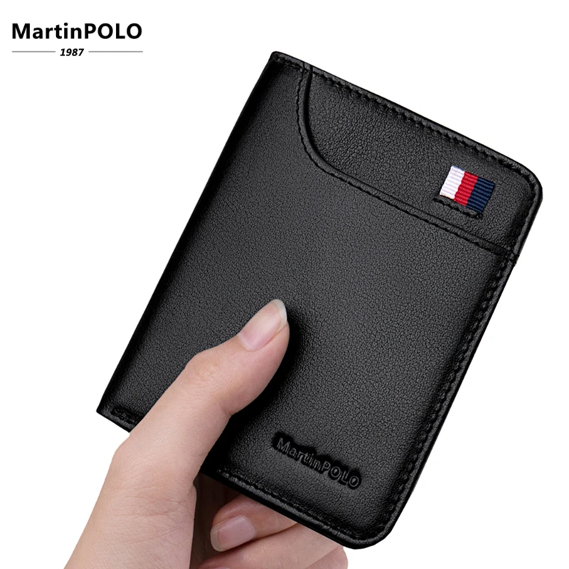 MartinPOLO 2019 модная брендовая мужская кошельки натуральная кожа тонкие двойные