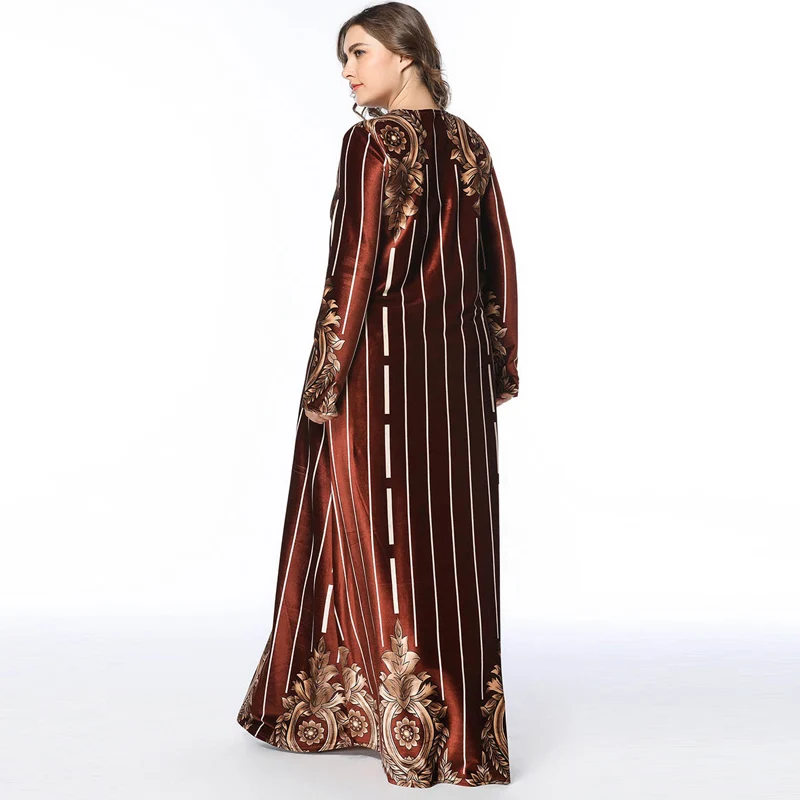 Осень abaya мусульманское хлопковое свободное Макси платье арабский Абая s пакистанский Дубай исламский принт оборками патч платья Vestidos большой размер