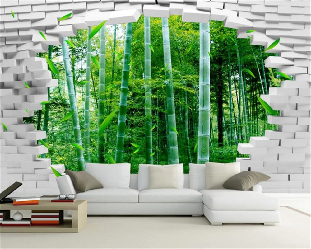 

Beibehang 3D brick wall bamboo forest TV backdrop 3D wallpaper decorative painting room bedroom murals wallpaper for walls 3 d
