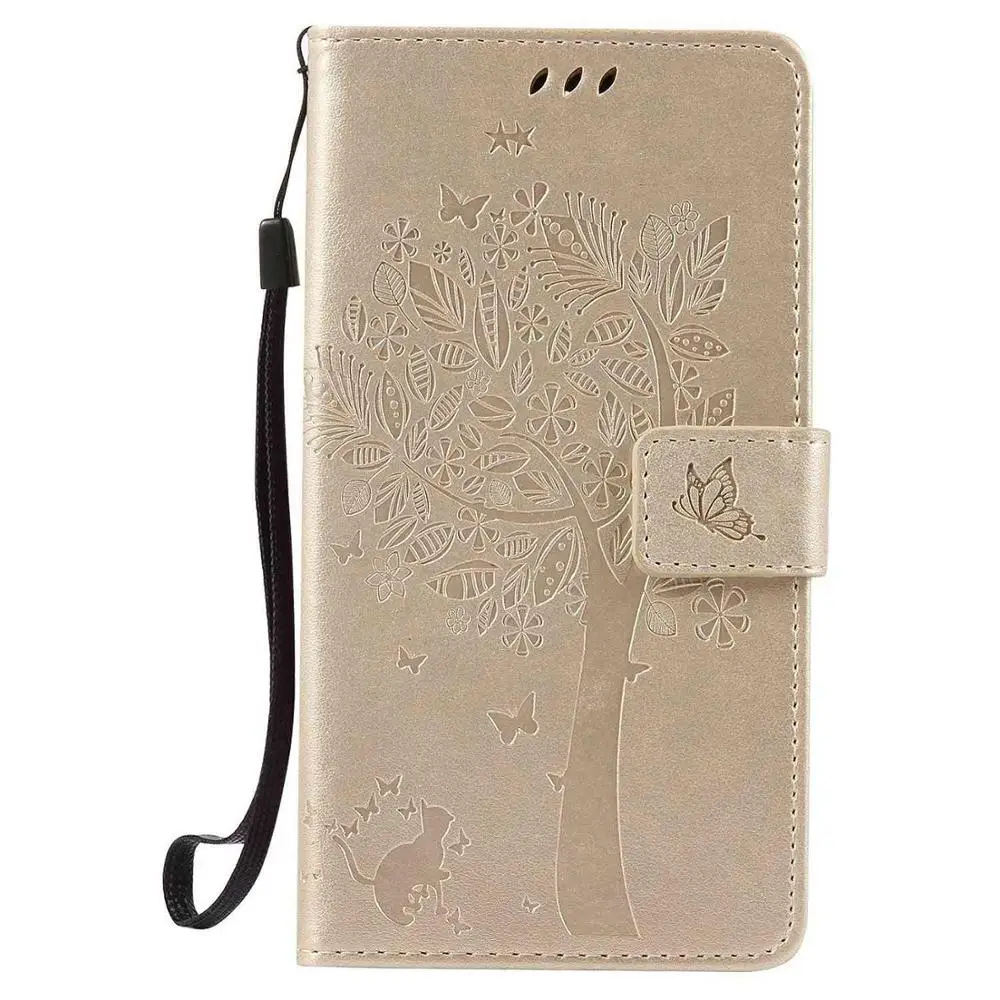 Чехлы для Coques huawei Y6 Pro/enjoy 5, Кожаные чехлы-бумажники для huawei Honor 4C Pro TIT-U02 TIT-L01 Y6Pro, чехлы для мобильных телефонов - Цвет: Золотой