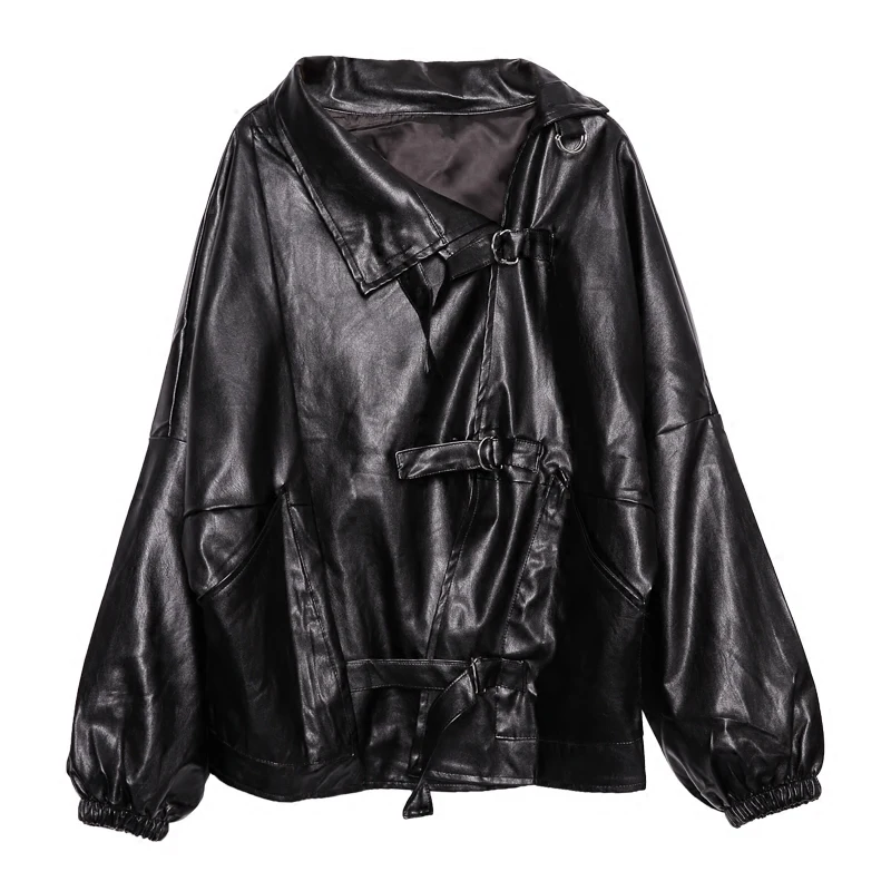 Depictdream 2017 New Pattern Winter Female PU Leather Clothing Short Loose Coat Woman Big Size Lapel Long Sleeve Jacket | Женская одежда