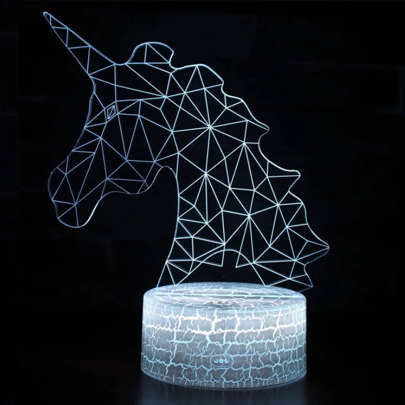 Светильник Единорог светодиодный ночник 7 цветов 3D лампа Батарея USB светодиодный светильник, Veilleuse Enfant декор для детской спальни игрушки сна свет - Испускаемый цвет: Unicorn Lamp 5