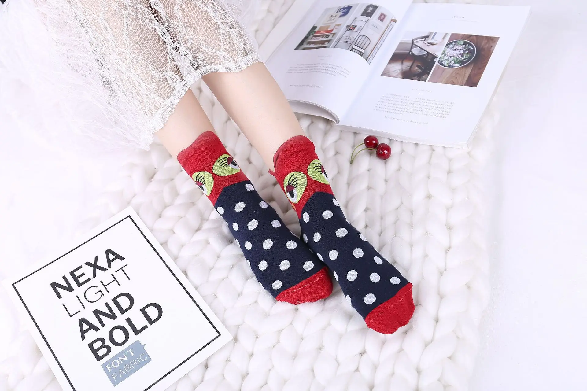 Hot Women's Funny Pattern Combed Cotton Crew Owl Socks Fashion Style Unisex Colorful Casual Ladies Wedding Socks NS9048