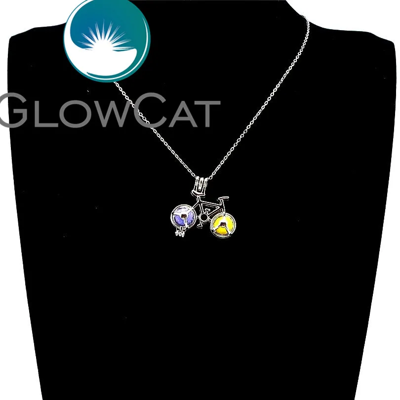 R-K611 Silver 30mm Bike Beads Cage Essential Oil Diffuser Oyster Pearl Locket Pendant Necklace Kids Girl Party Jewelry | Украшения и