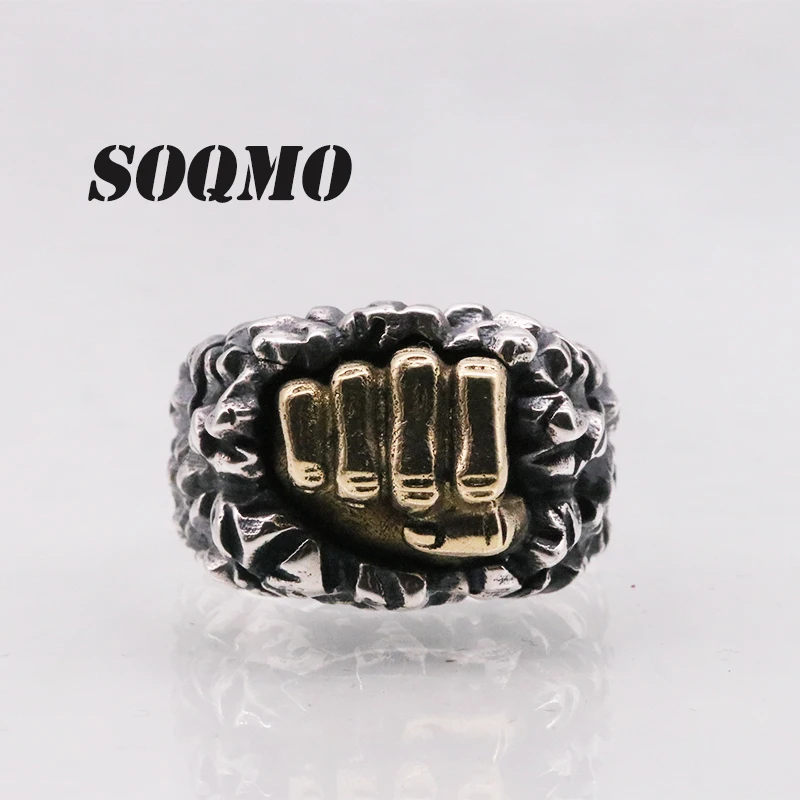 Мужское и женское открытое регулируемое кольцо SOQMO из 100% серебра 925 пробы в стиле