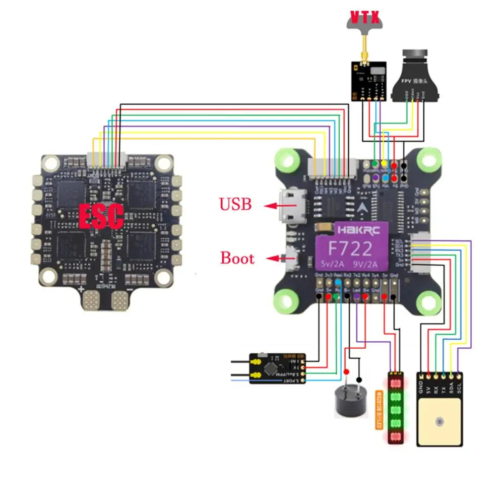 Контроллер полета HAKRC F722 5 В 9 двойной BEC встроенный контроллер osd 3-9S для