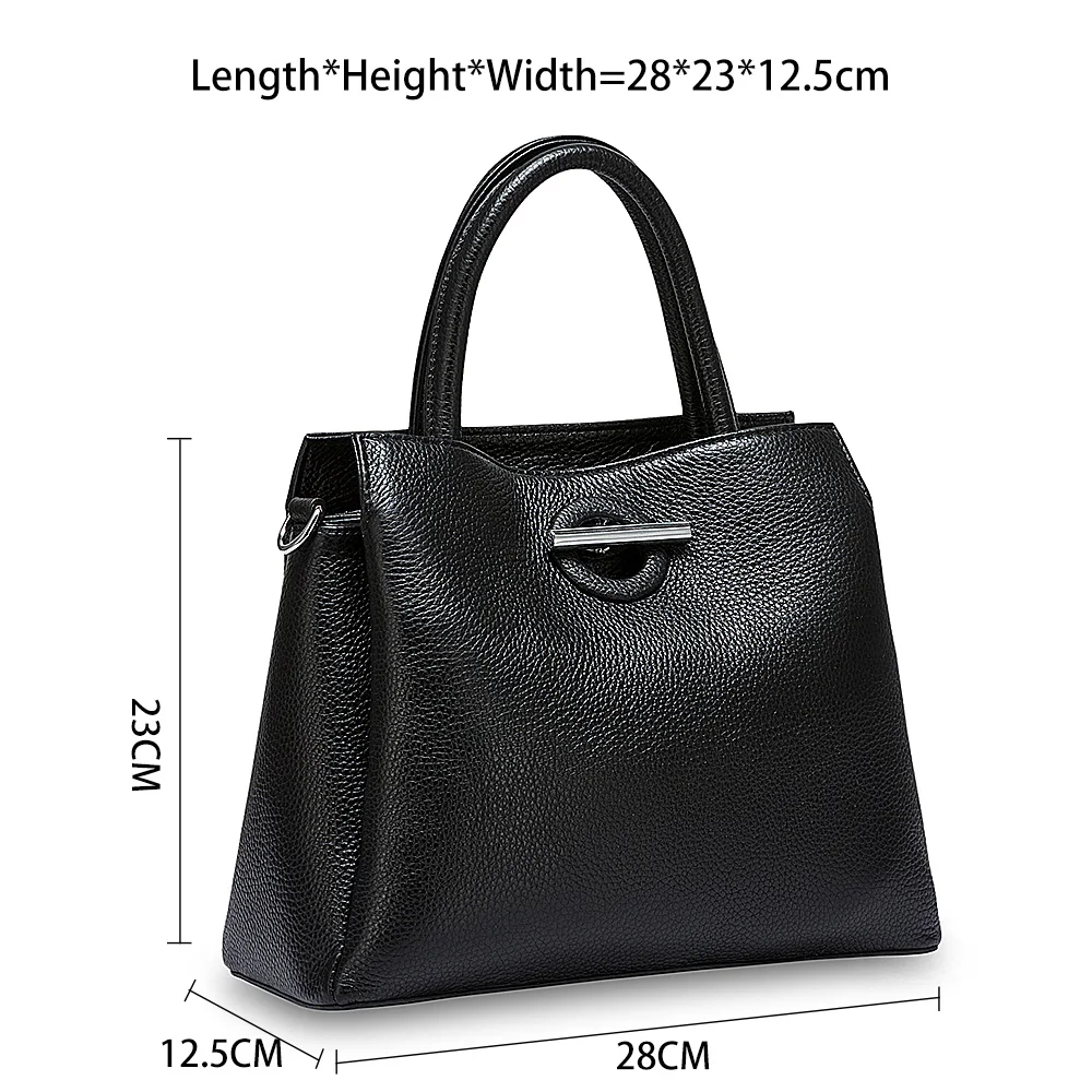 Zency Fashion Women Tote Bag 100% Genuine Leather Handbag Black Lady Crossbody Messenger Purse High Quality Shoulder Bags |