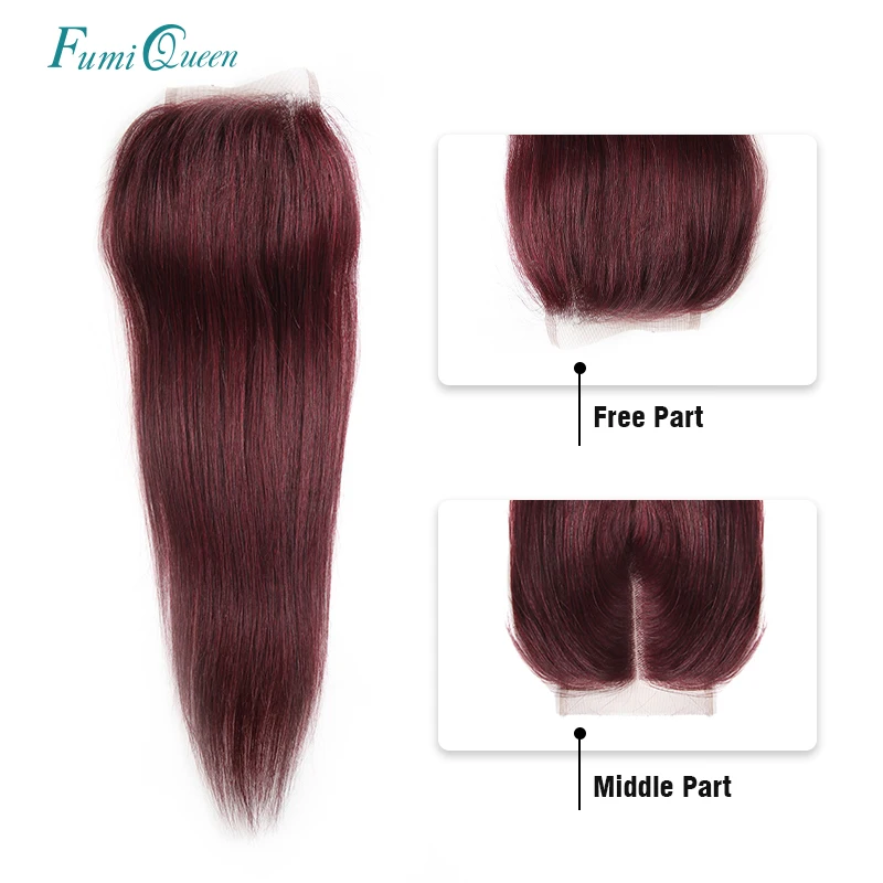 Али Фуми queen hair прямо закрытие бразильские волосы кружева Бесплатная/средняя