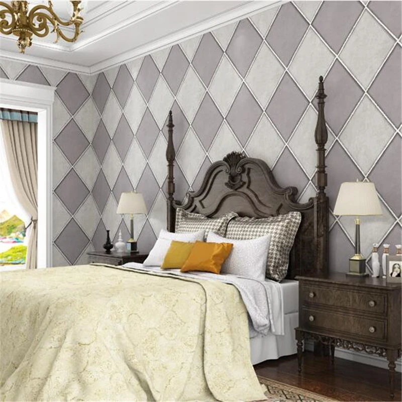 wellyu papel de parede Chinese Simple Rectangle Plaid Non-wovens Wallpapers Cozy Living Room Bedroom TV Surrounding wallpaper |