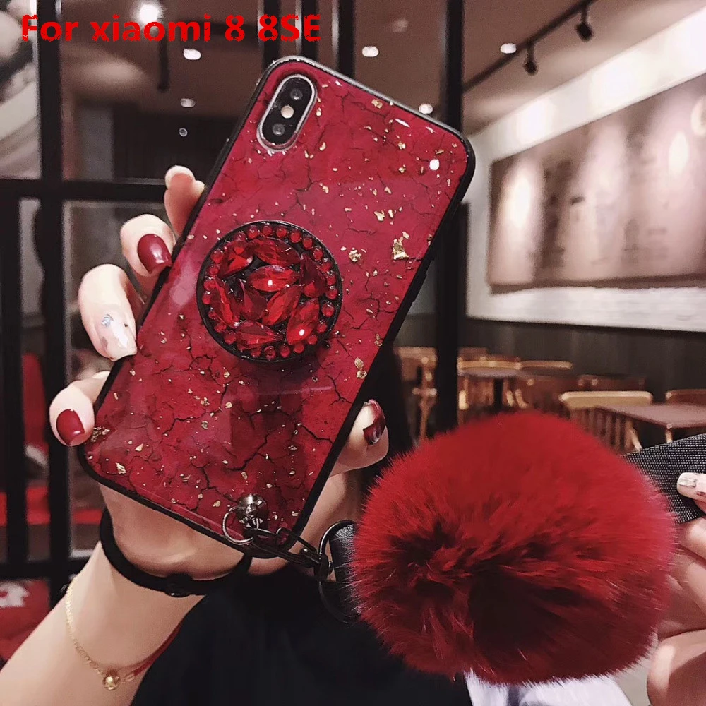 Фиолетовый чехол для телефона xiaomi 8 Mi8 SE мраморный блестящий золотой фольгой