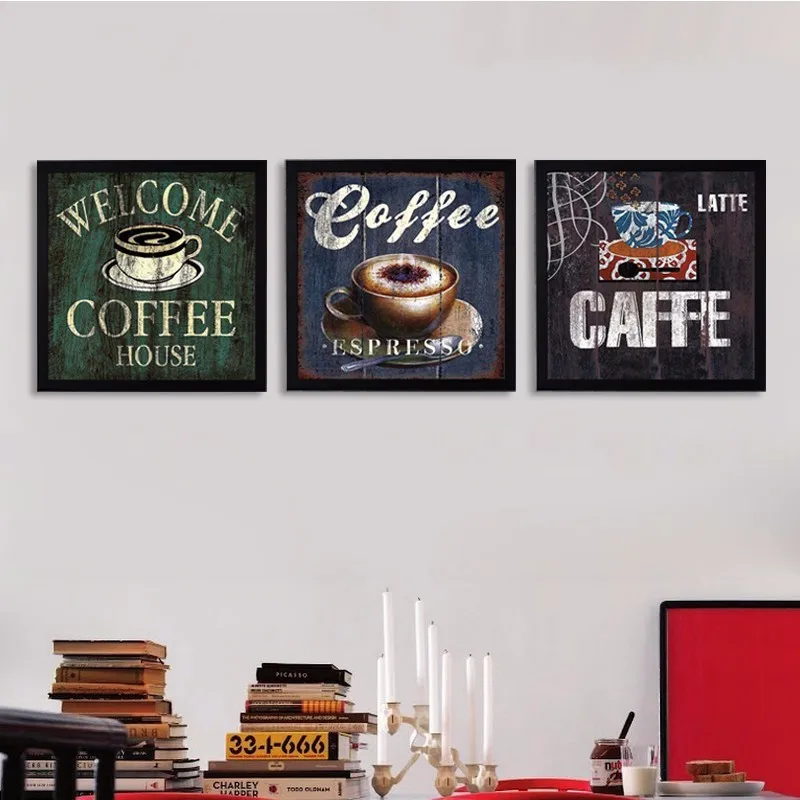 Винтаж Кофе холст рисунок, для бара, для кафе печати плакатов Wall Art спандекса фотографии Картины для Гостиная Кухня домашний декор