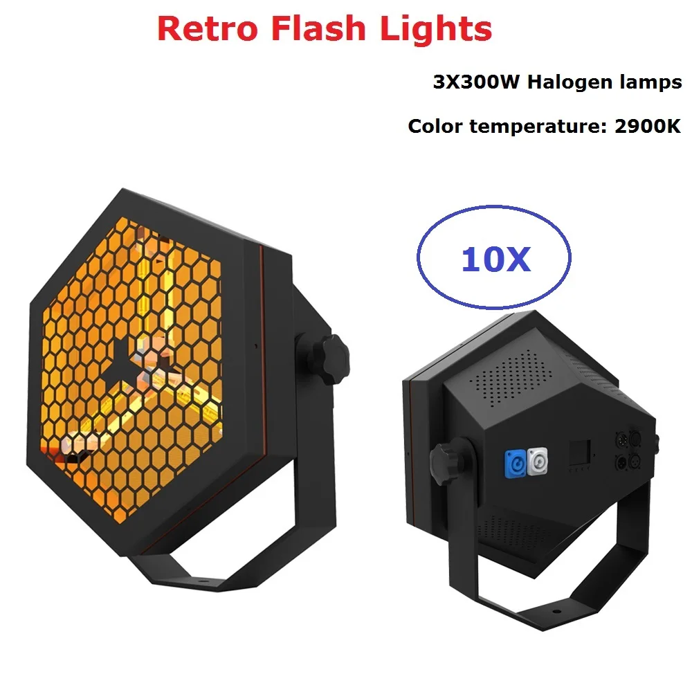 10XLot Retro Flash Lights Warm White 3X300W Disco Wash Light Equipments 1/3/6 Chs DMX512 Uplights Stage Lighting Effect Lights