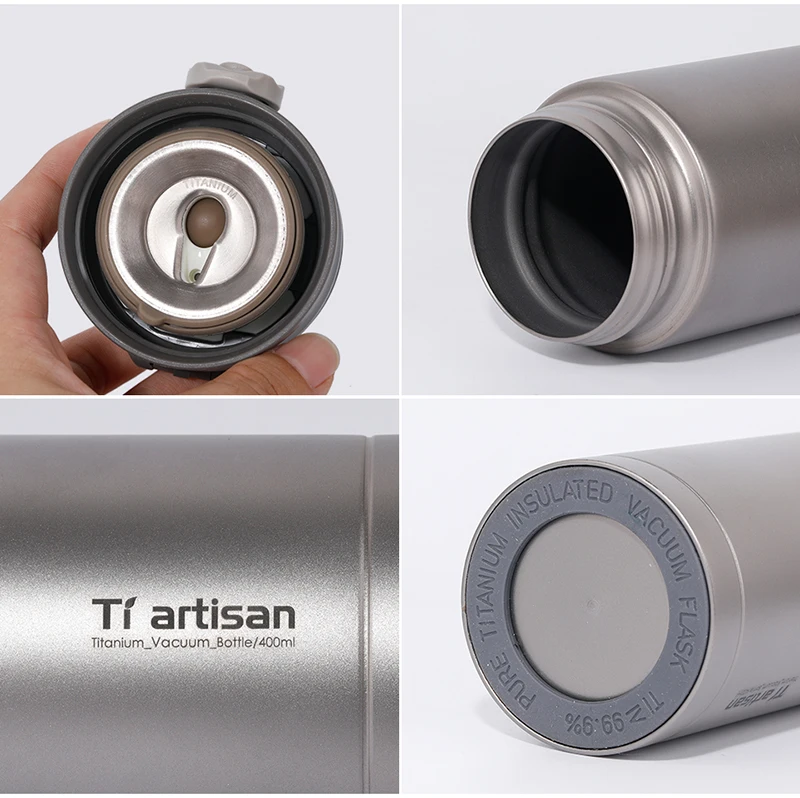 Tiartisan 400 мл наружная титановая двойная настенная вакуумная бутыль для чая или воды кофейная кружка для дома на открытом воздухе мужчины женщины используют 270 г Ta8396