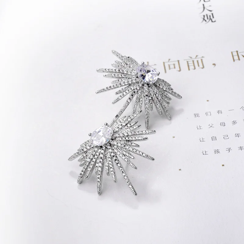 Серьги 925S с солнечным цветком и звездой женские модные ювелирные аксессуары