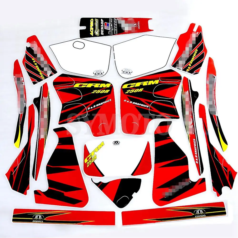 Для CRM250 R CRM250R CRM 250 R 1989-1993 Dirt Мотоцикл Полный набор графических наклеек Dirt Bike наклейка на топливный бак наклейка на бензобак