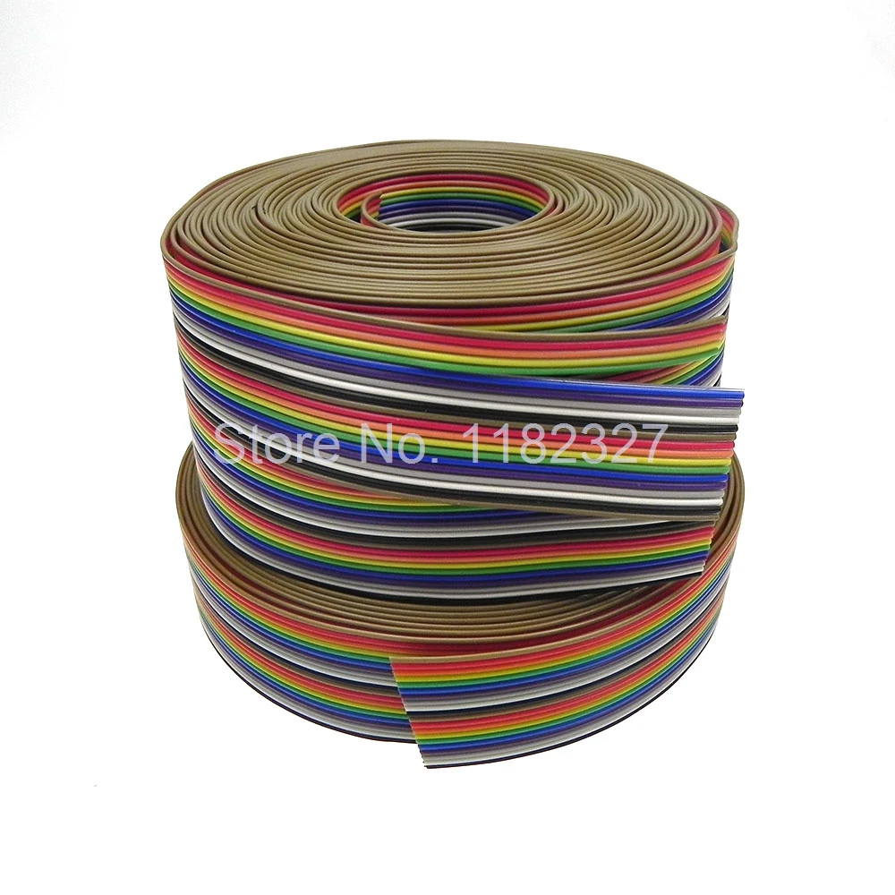 

(10 meters/lot) Flat Ribbon Cables AWG28 20Pin 1.0mm pitch 10 meters long Rainbow Color