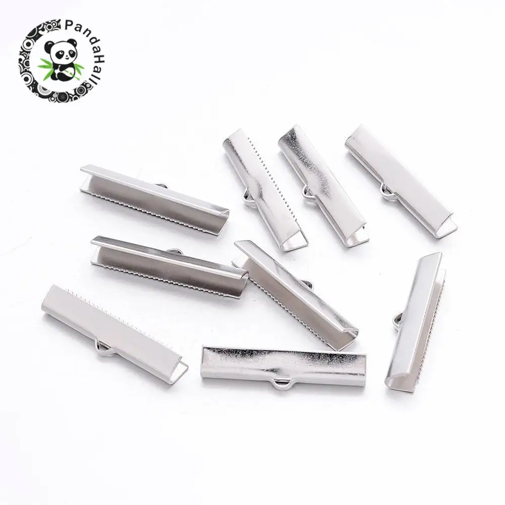 

brass ribbon ends, nickel free, Metal, about 5mm wide, 30mm long, hole: 2mm