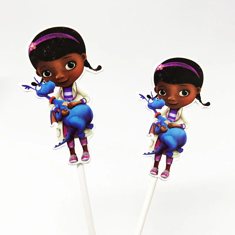 12pcs/lot Dottie McStuffins cake toppers cupcake flag Doc theme party supplies | Дом и сад