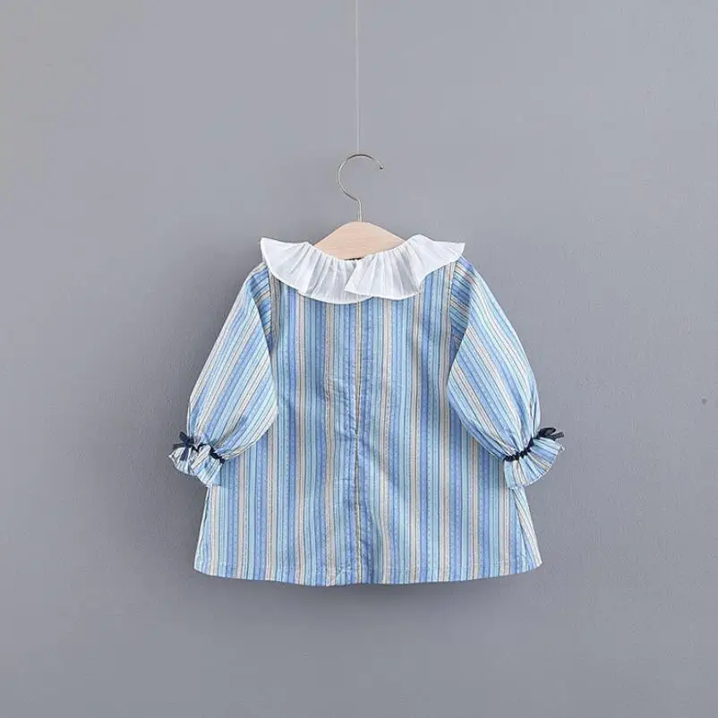 Весна 2019 детская одежда для младенцев платье принцессы девочек платья в полоску