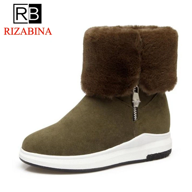 RizaBina/зимние сапоги женские зимние теплые до середины икры однотонная плюшевая