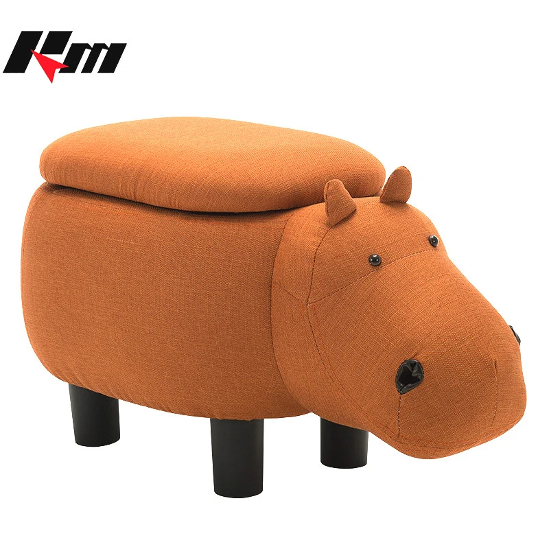 Удобный прочный табурет для ног с милым животным бегемотом скамейка хранения
