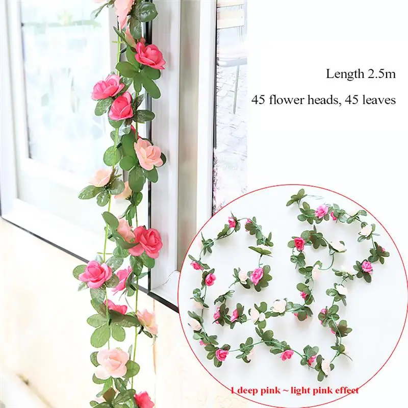 1pcs Artificial Flowers Rose Vine Rattan Hanging Garland Fake String Home Party Wedding Garden Decoration Y828 | Дом и сад